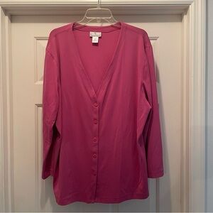 The Travel Collection PLUS SIZE 2X Pink Slinky Cardigan Sweater Made in USA